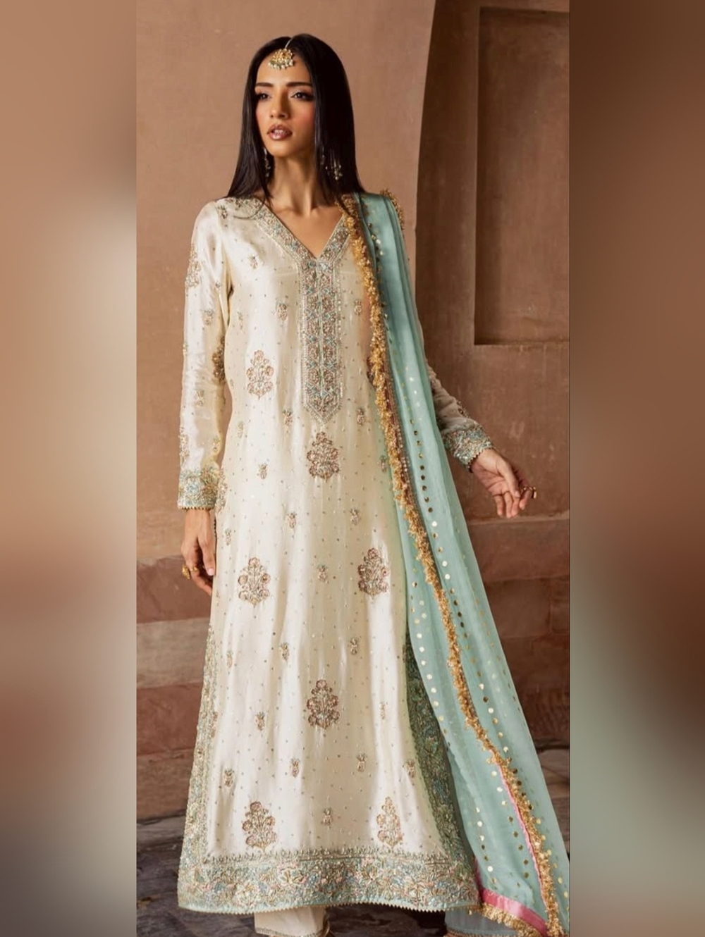 Elegant Pakistani Custom Made Formal Handwork Outfit